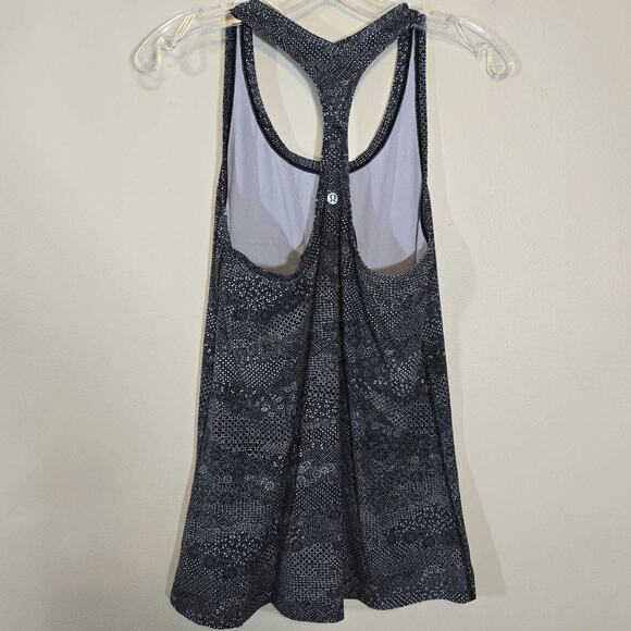 Lululemon Women's Speckled Print Cool Racerback Tank Top Stretch Black Gray - Picture 2 of 4